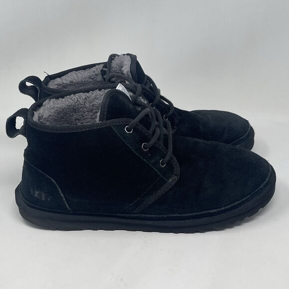UGG Other - UGG Neumel Chukka Boots Mens 11 Black Suede Sheepskin Lined Ankle Winter Shoes